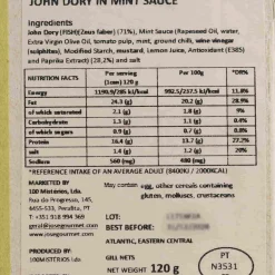 New John Dory in Mint Sauce, 120g Ingredients Brands|Tinned Fish & Seafood