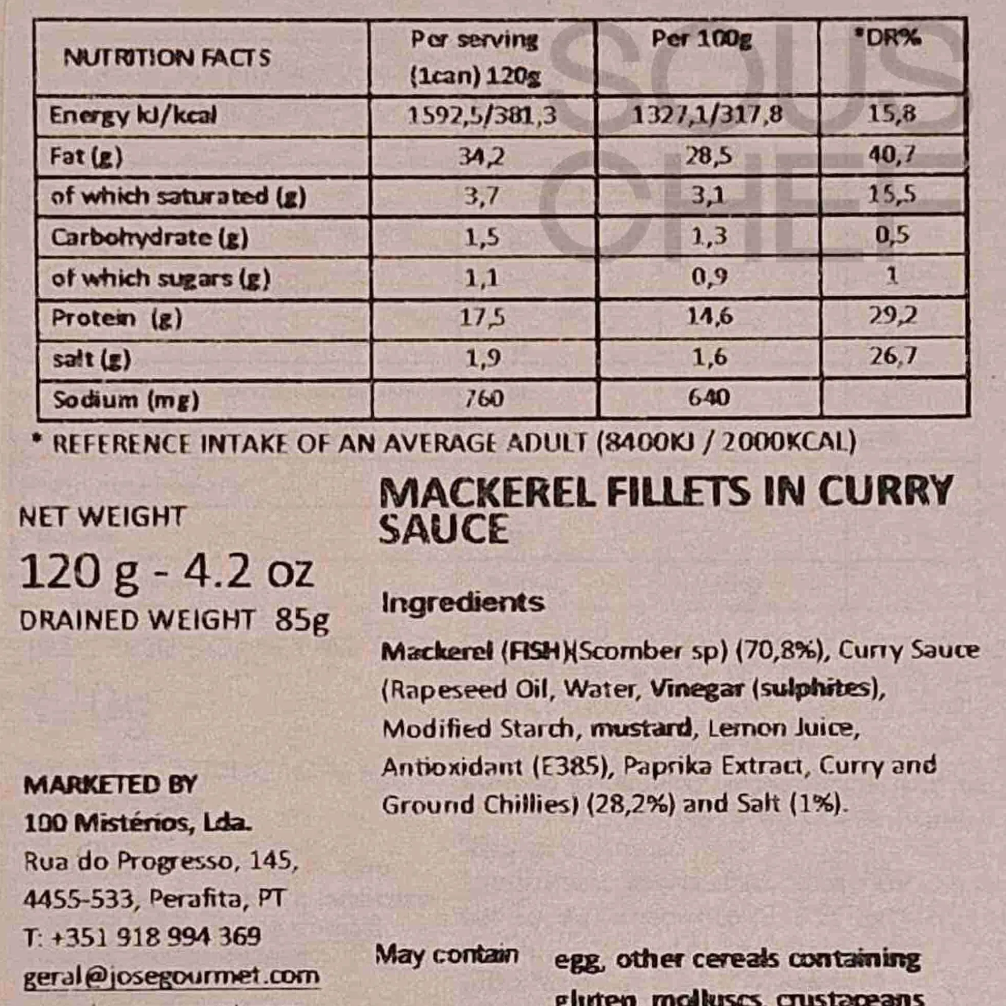 Clearance Mackerel Fillets in Curry Sauce, 120g Tinned Fish & Seafood|Ingredients Brands