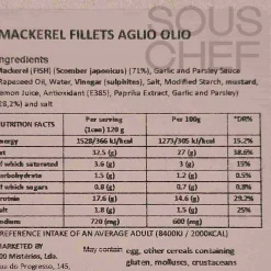 Outlet Mackerel Fillets in Garlic Olive Oil, 120g Ingredients Brands|Tinned Fish & Seafood