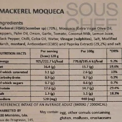 Hot Mackerel Fillets in Moqueca Sauce, 120g Ingredients Brands|Tinned Fish & Seafood