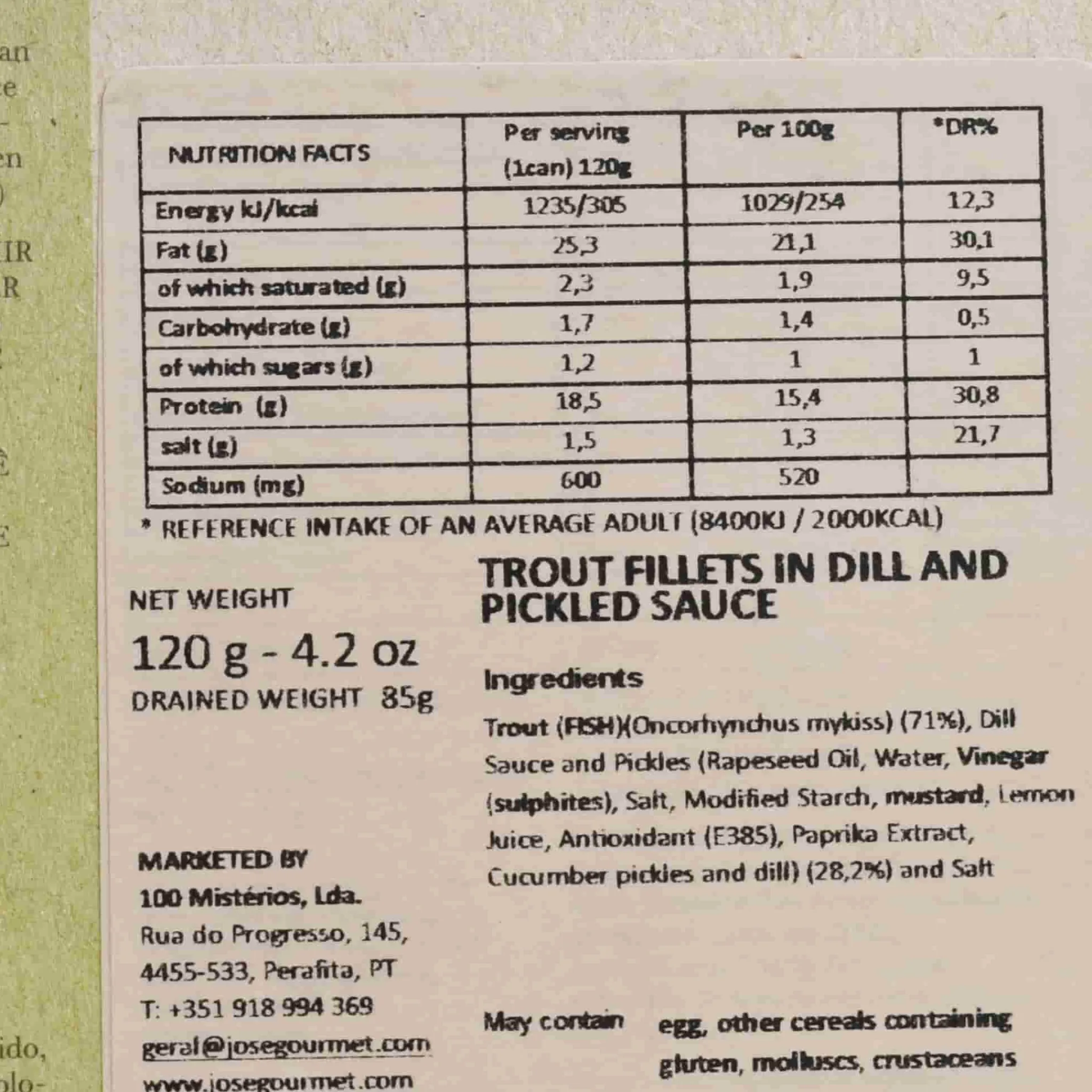 Hot Trout Fillets in Pickled Sauce, 120g Ingredients Brands|Tinned Fish & Seafood