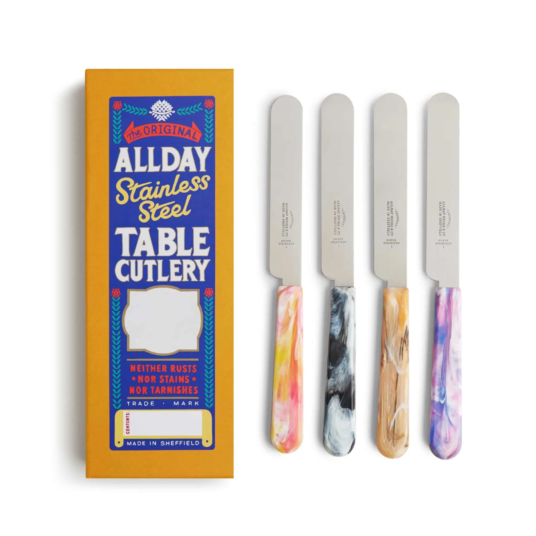 Outlet Set of 4 Pick N Mix Table Knives, 11.5cm Cutlery|Tableware Brands