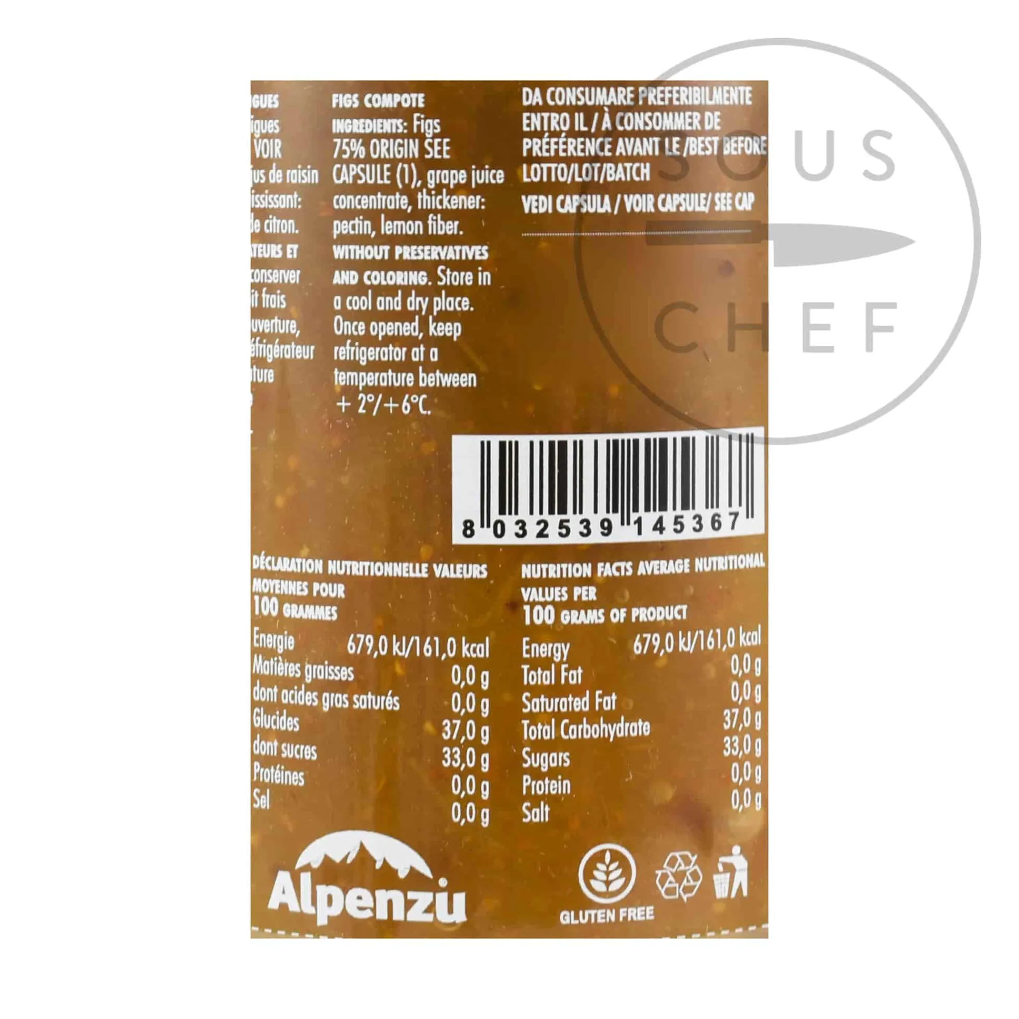 Outlet Fig Preserves 100% Fruit Jam, 350g Ingredients Brands|Italian Ingredients