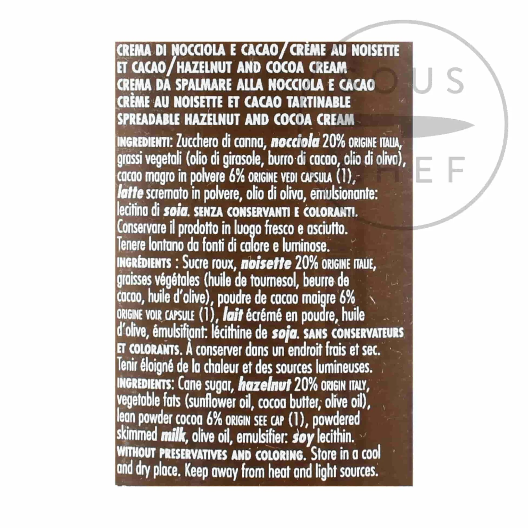 Online Hazelnut and Cocoa Cream, Palm Oil Free, 250g Ingredients Brands|Italian Ingredients