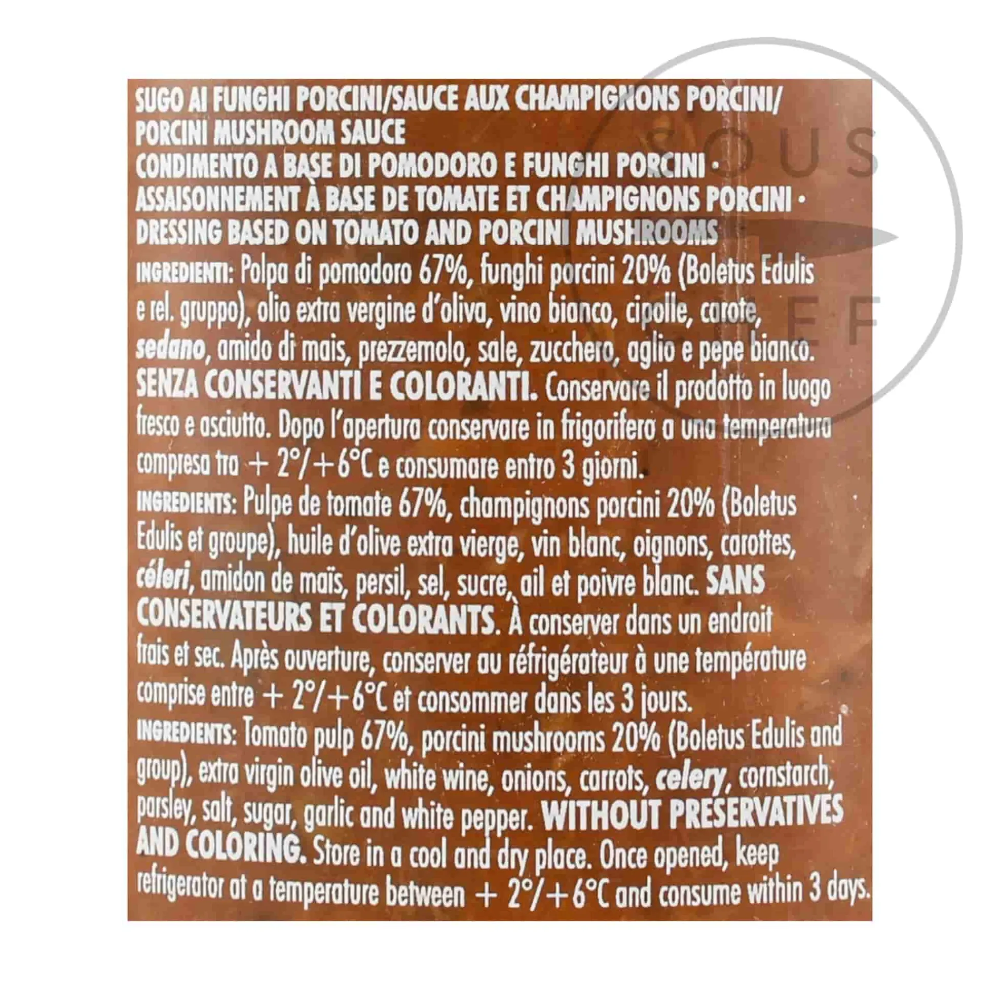 Online Porcini Mushroom Pasta Sauce, 225g Ingredients Brands|Italian Ingredients