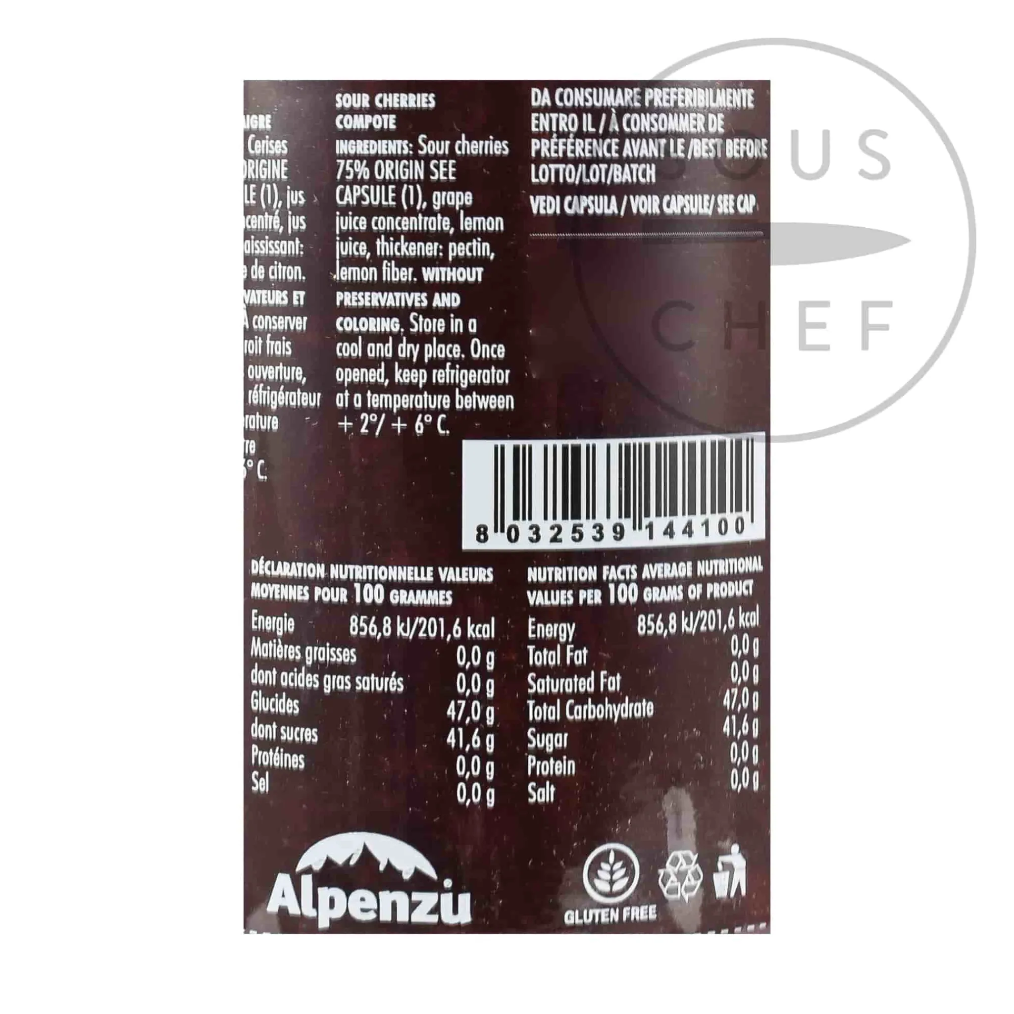 Hot Sour Cherry Preserve 100% Fruit Jam, 350g Ingredients Brands|Italian Ingredients