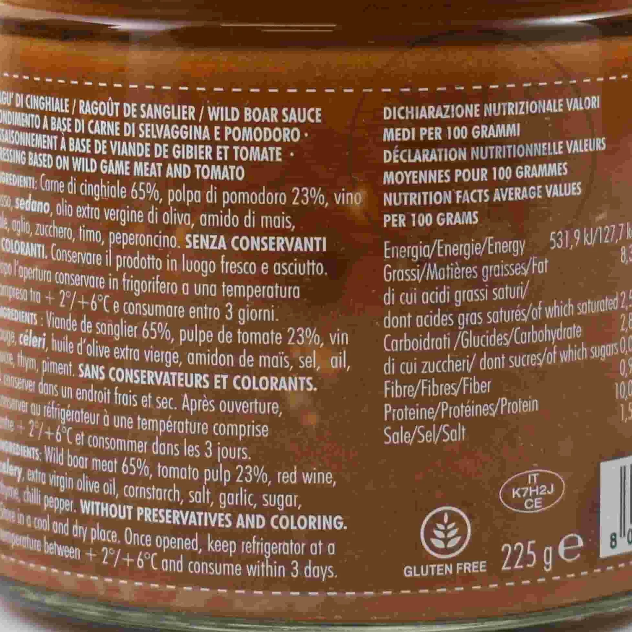 Wild Boar Ragu, 225g Italian Ingredients|Snacks