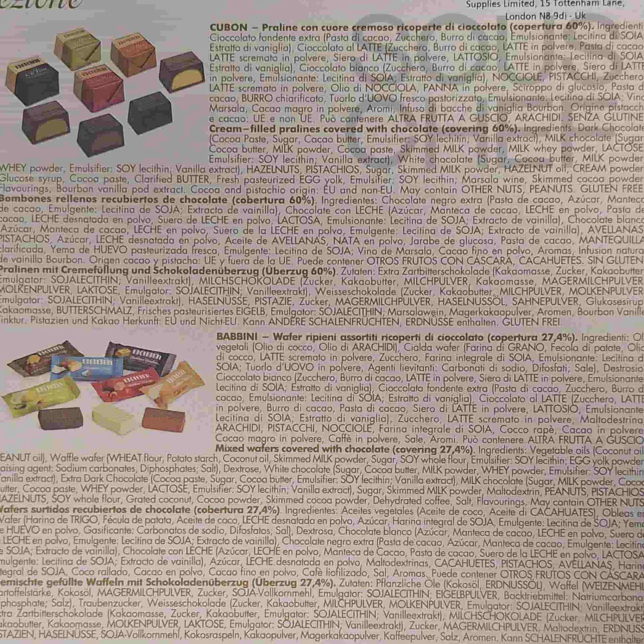 Hot Luxury Wafer & Chocolate Praline Selection, 458g Ingredients Brands|Italian Ingredients