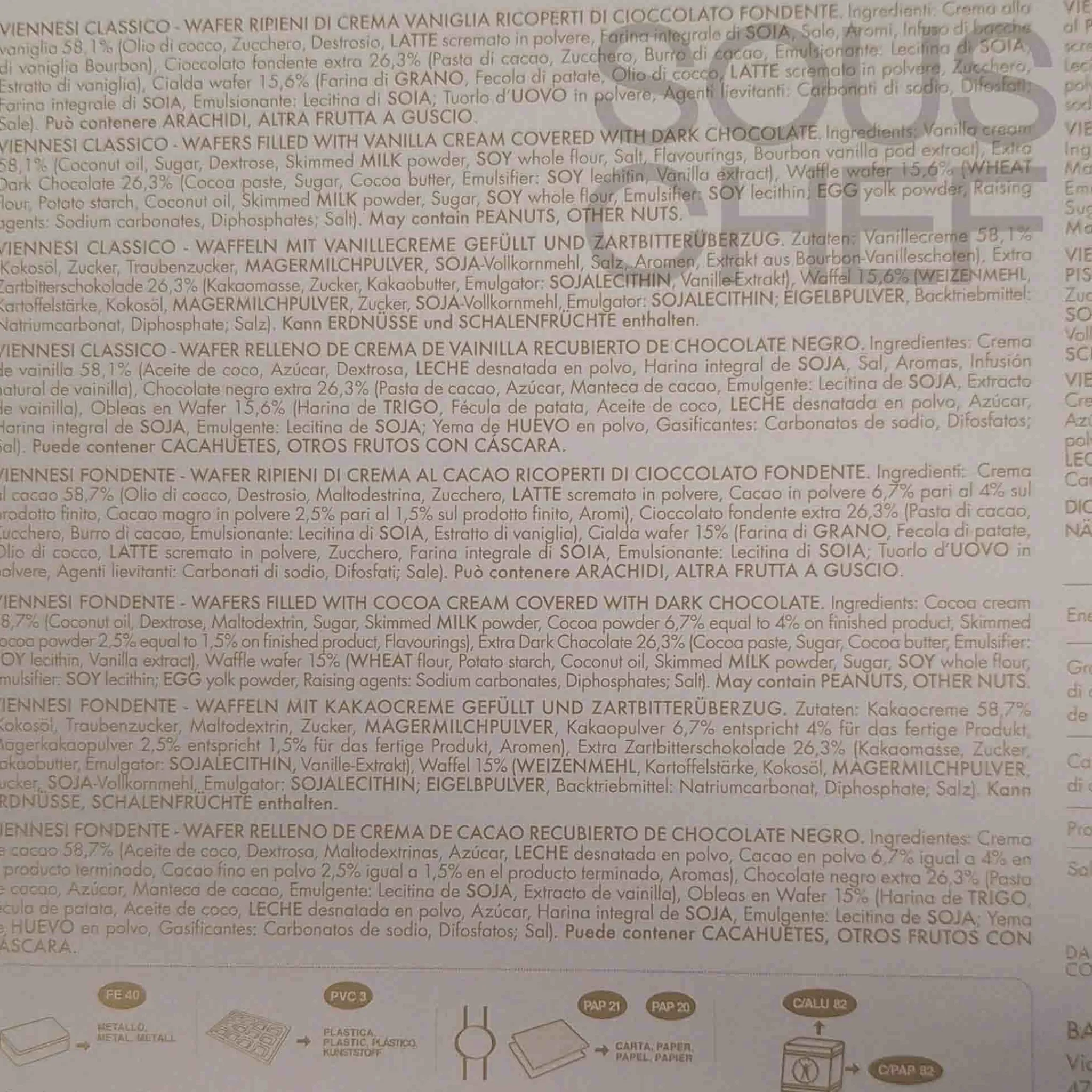 Best Viennesi De Luxe Wafer Selection, 15 Pieces Ingredients Brands|Italian Ingredients
