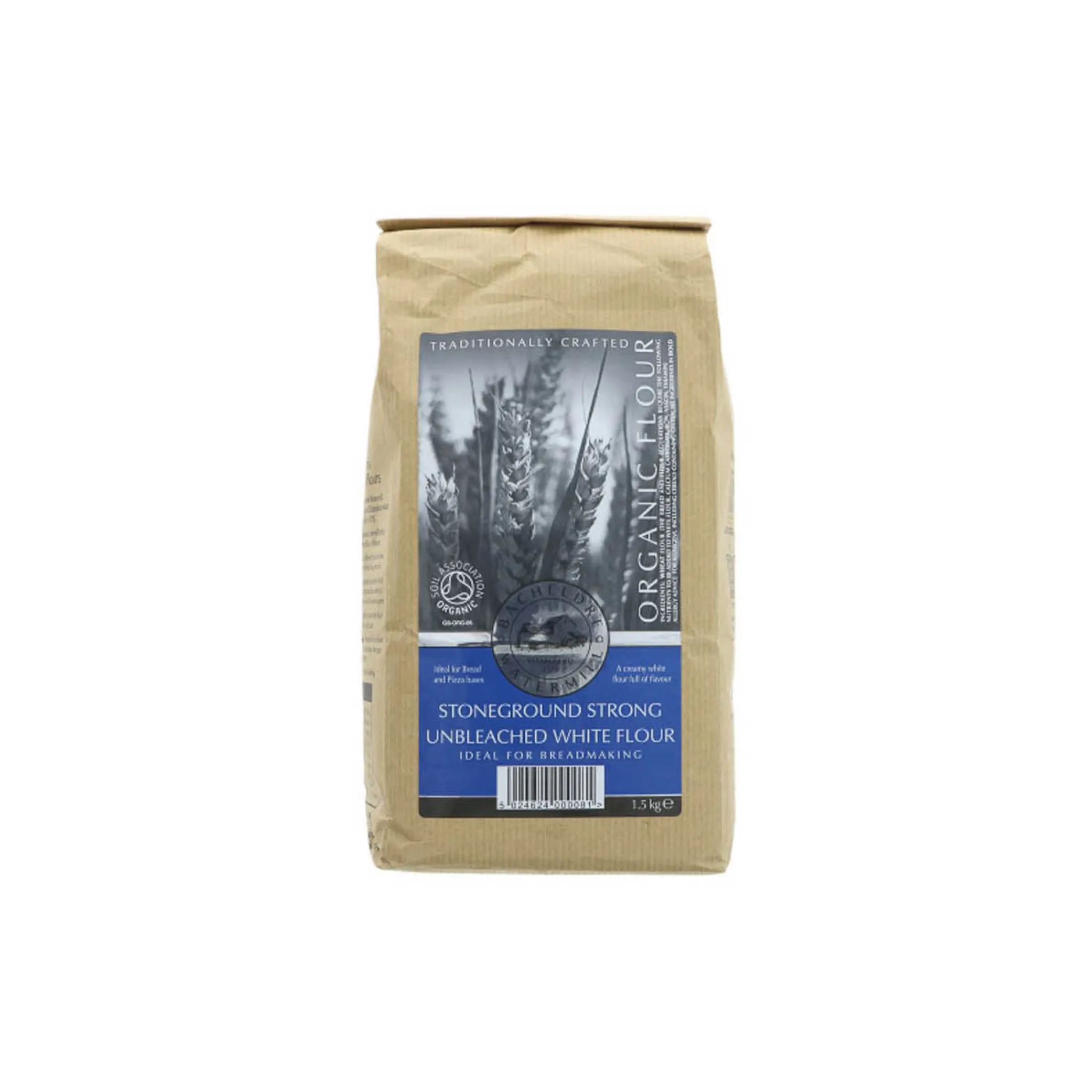 Clearance Bacheldre Organic Stoneground Unbleached Strong White Flour, 1.5kg Made In The Uk|Baking Ingredients