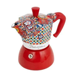 New x Dolce & Gabbana Red Moka Induction Coffee Maker, 4 Cup Italian Ingredients|Tableware Brands