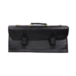 Black Buffalo Leather Knife Bag, 11 Slots Kitchen Knives