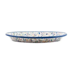 Outlet Blue Dot Enamel Oval Serving Tray, 31cm Tableware Brands