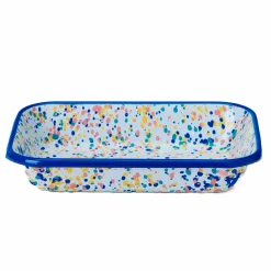New Blue Dot Enamel Roasting & Serving Dish Baking Supplies & Equipment
