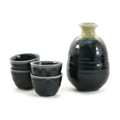 Online Blue Glaze Sake Set Japanese Ingredients|Japanese Tableware