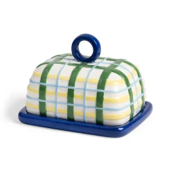 Clearance Blue Plaid Butter Dish Tableware Brands