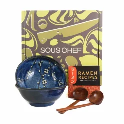 Hot Blue Sakura Ramen Bowl Set Japanese Ingredients|Crockery & Dinnerware