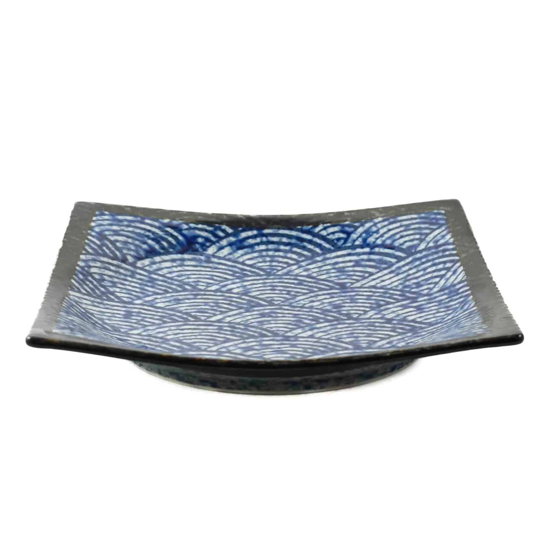 Blue Wave Large Square Plate, 23.5cm Japanese Ingredients|Plates