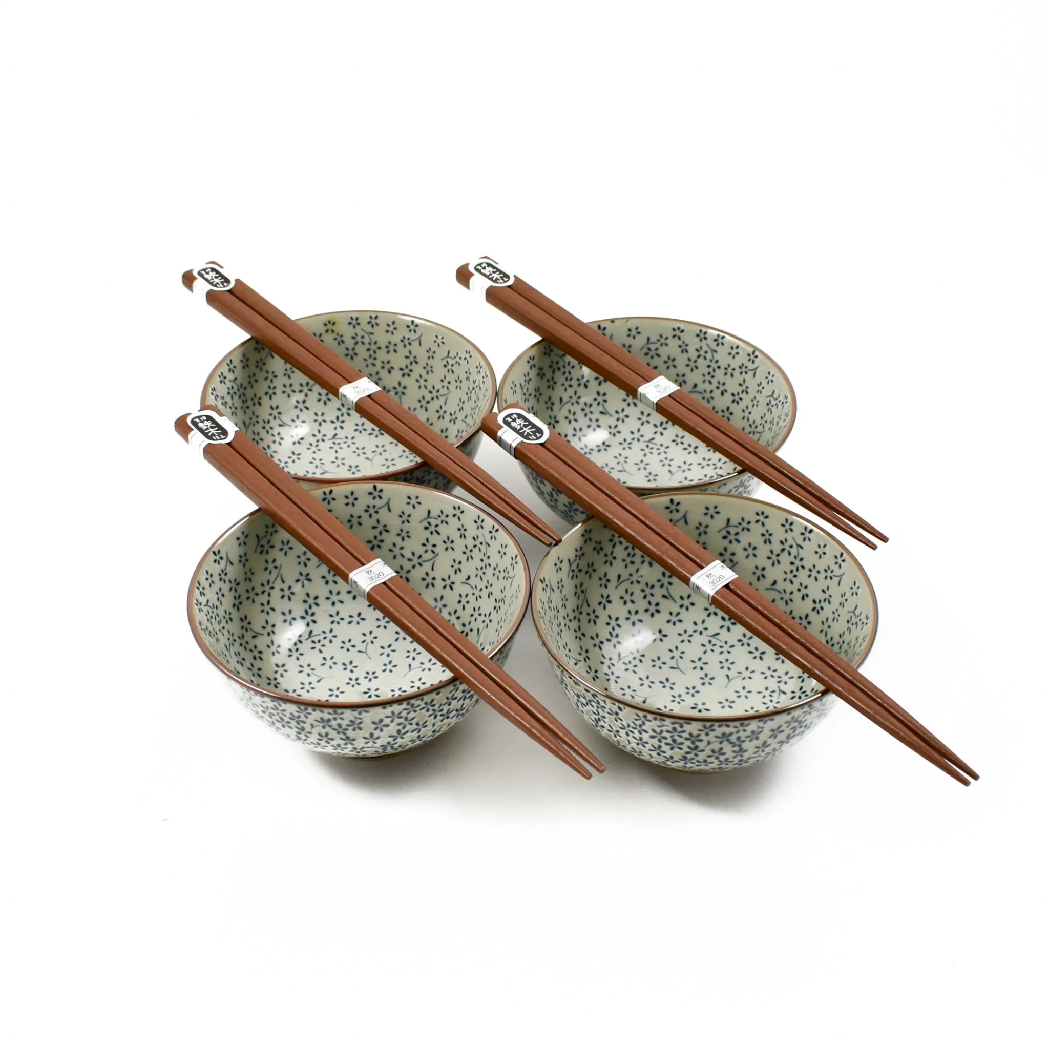 Blue & White Flower Rice Bowl Set With Chopsticks Tableware Brands|Japanese Ingredients