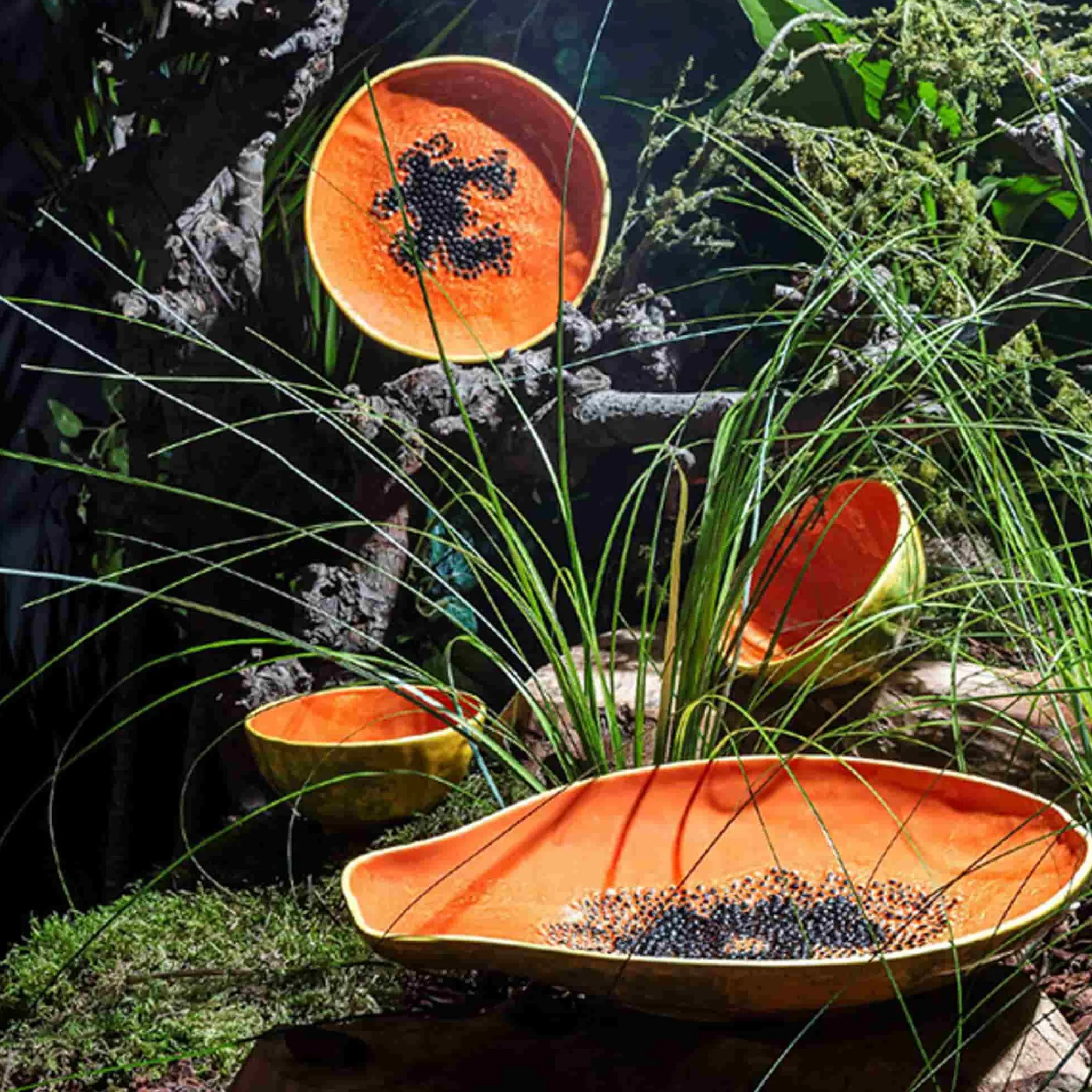 New Tropical Fruits Papaya Serving Platter, 35x23cm Table Setting|Serveware