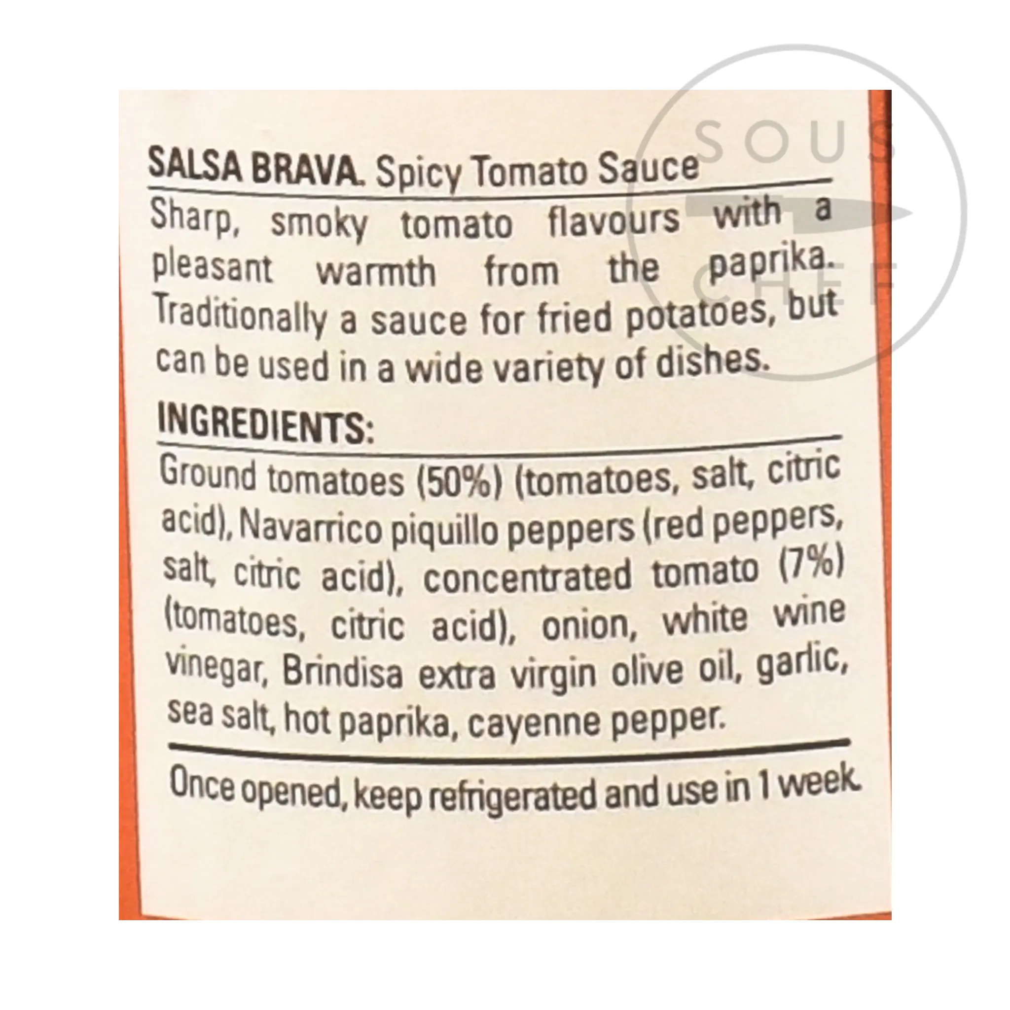 Hot Salsa Brava, Spicy Tomato Sauce 315g Ingredients Brands|Spanish Ingredients