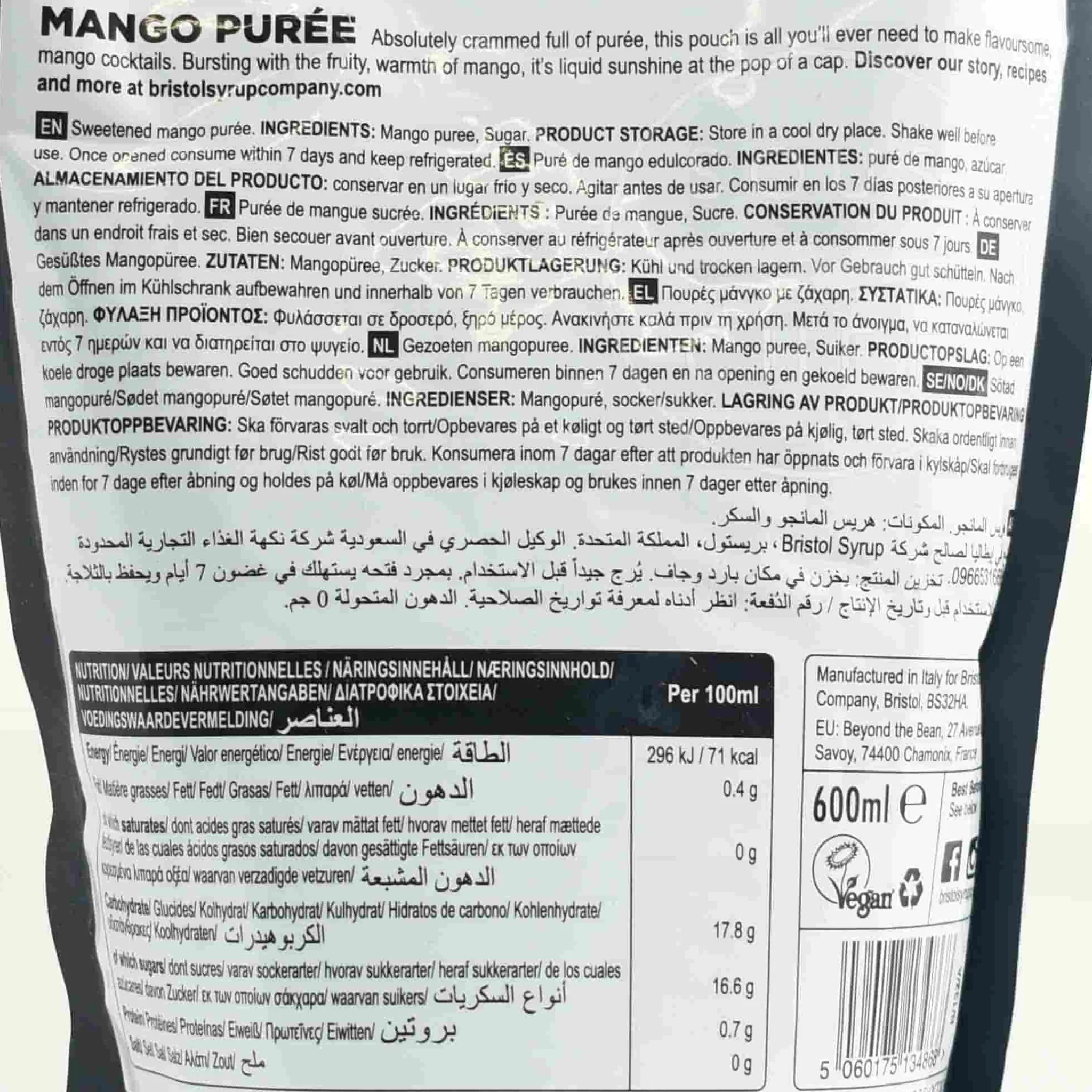 Clearance Mango Puree, 600ml Ingredients Brands|Drinks