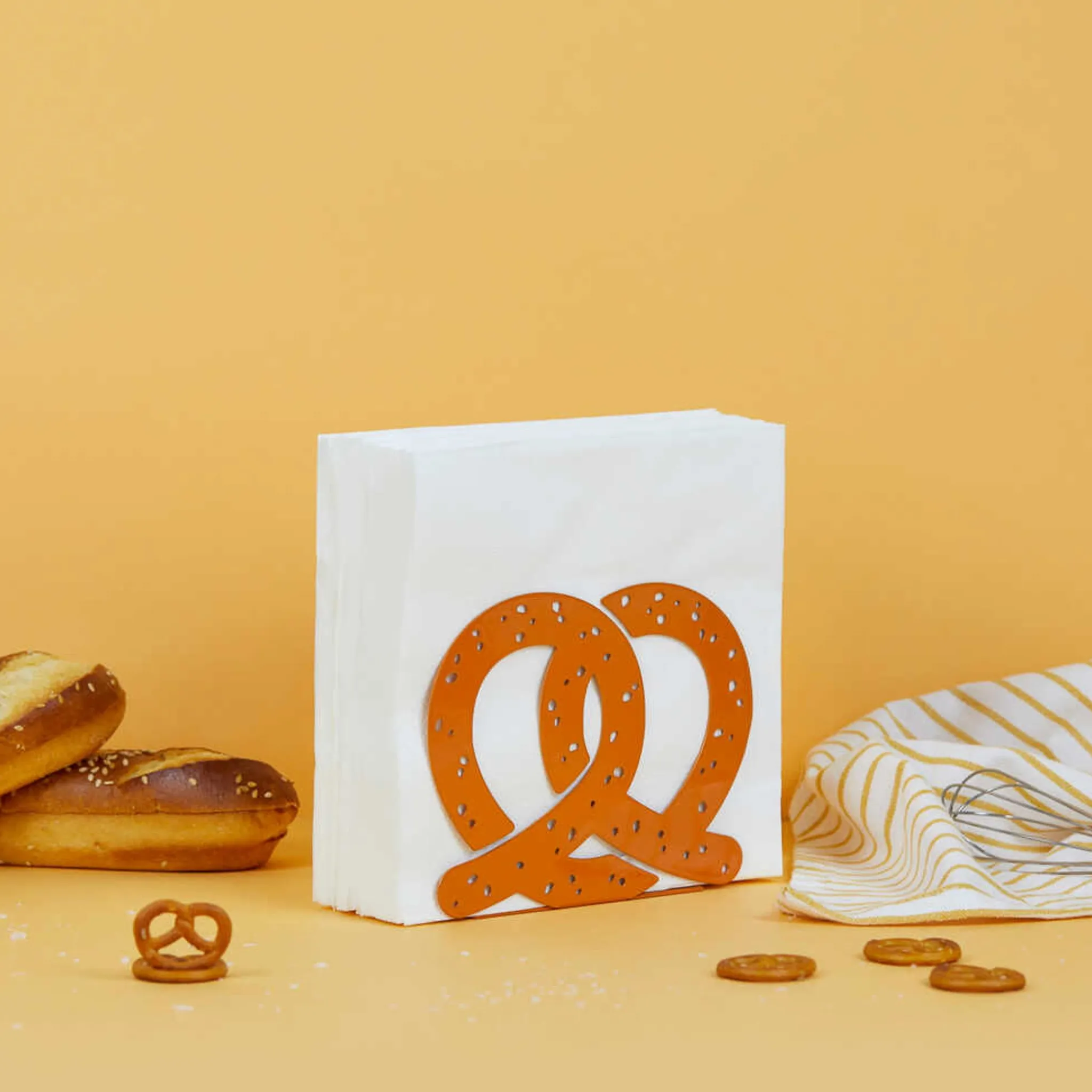 Hot Brown Pretzel Metal Napkin Holder Tableware Brands