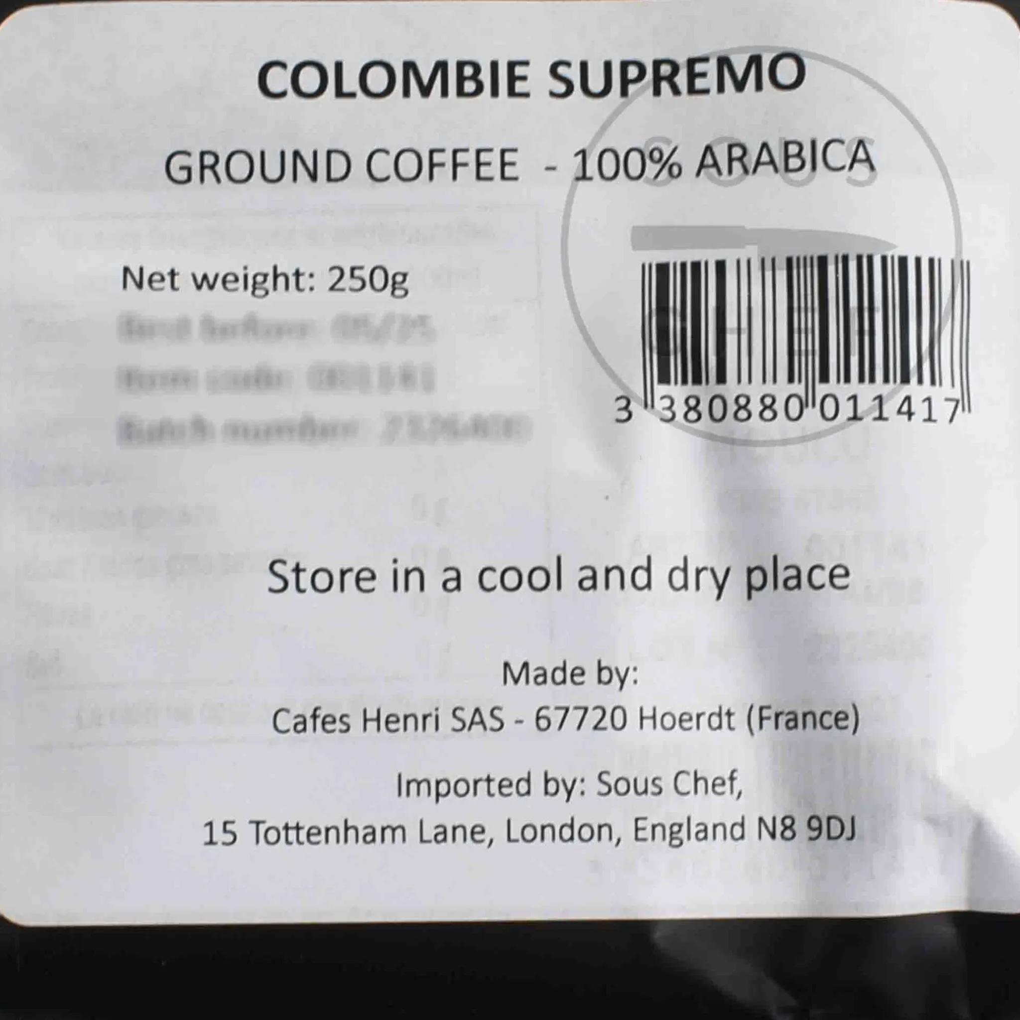 Colombia Supremo Ground Coffee, 250g Ingredients Brands|Drinks