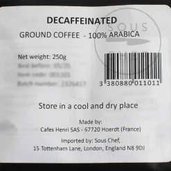 Decaffeinated 100% Arabica Ground Coffee, 250g Ingredients Brands|Drinks
