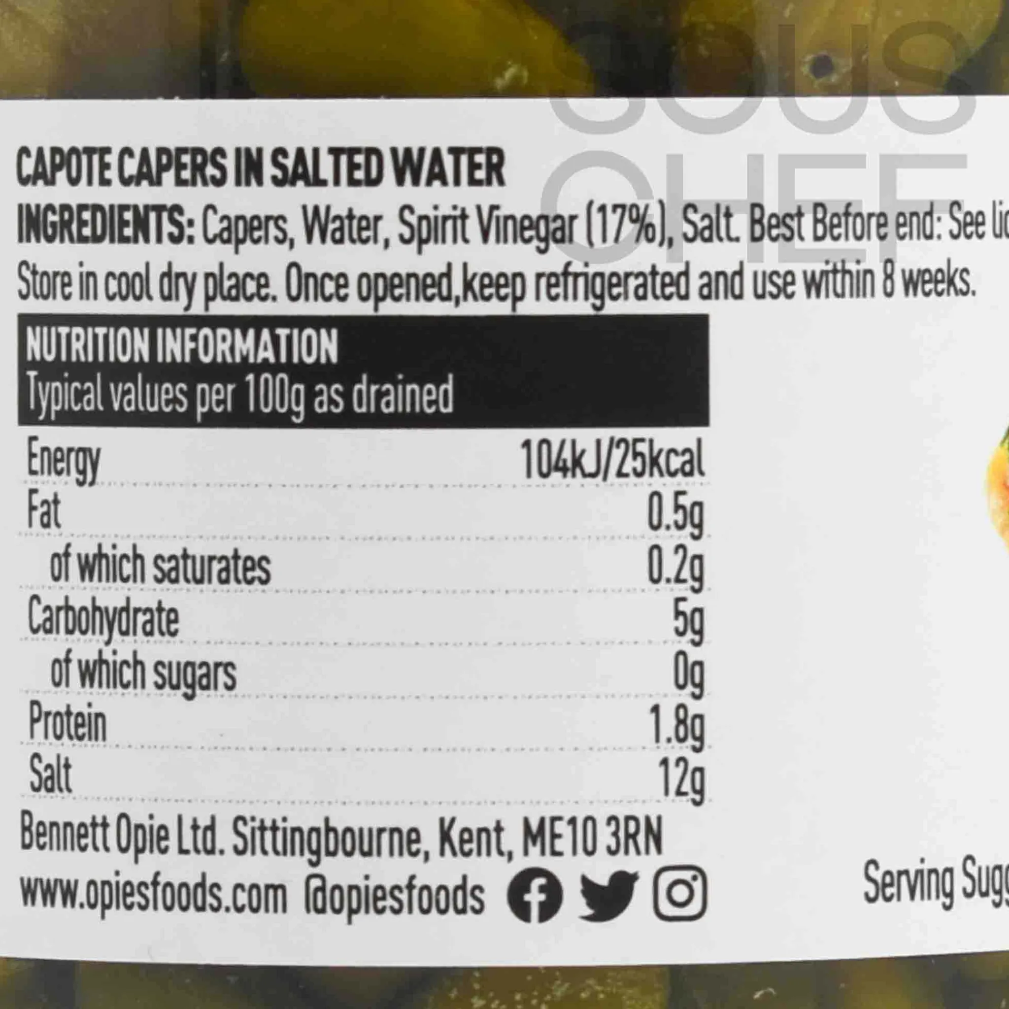 Best Capote Capers in Salted Water, 180g Ingredients Brands|Vegetables