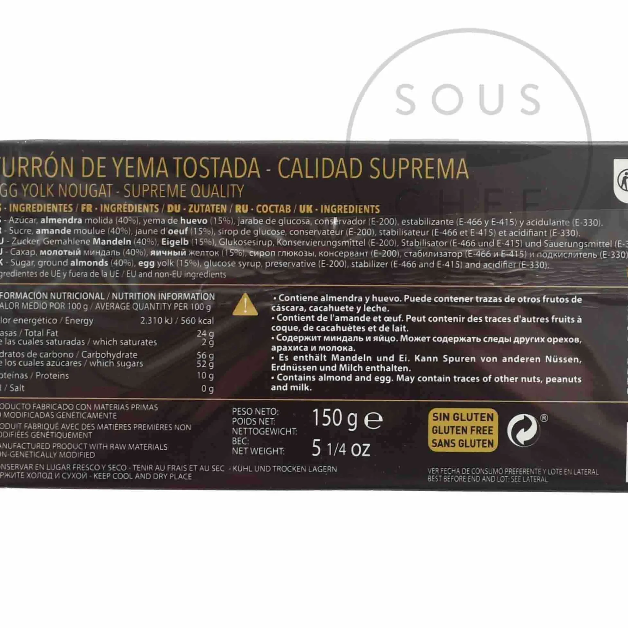 New Caramel, Egg Yolk & Marzipan Turron, 150g Ingredients Brands|Spanish Ingredients