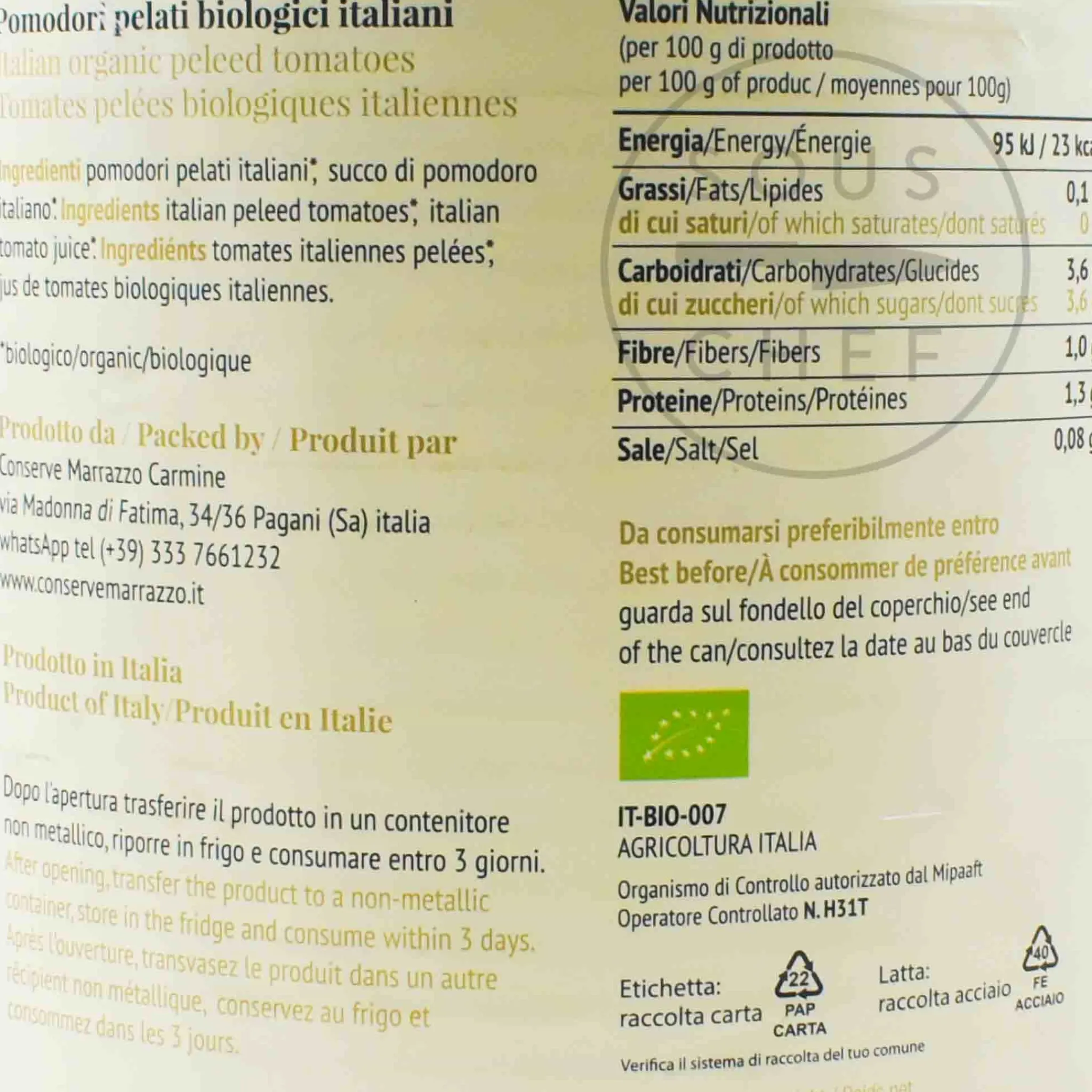 Sale Organic Peeled Tomatoes, 2.5kg Ingredients Brands|Italian Ingredients