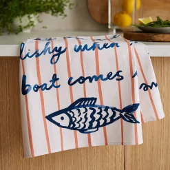 Discount Catch of the Day Stripe Tea Towel Kitchen Textiles & Clothing