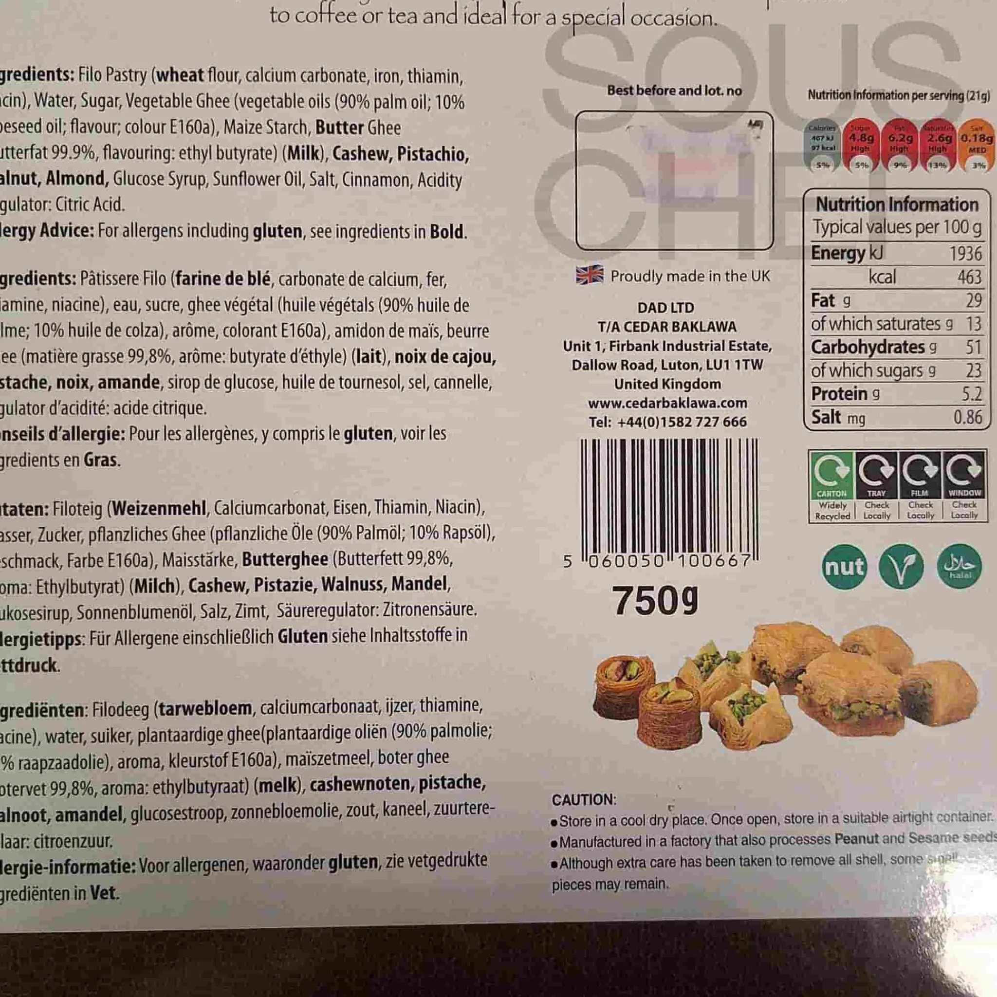 Discount Cedar Handmade Baklawa Selection, 750g Ingredients Brands|Middle Eastern Ingredients