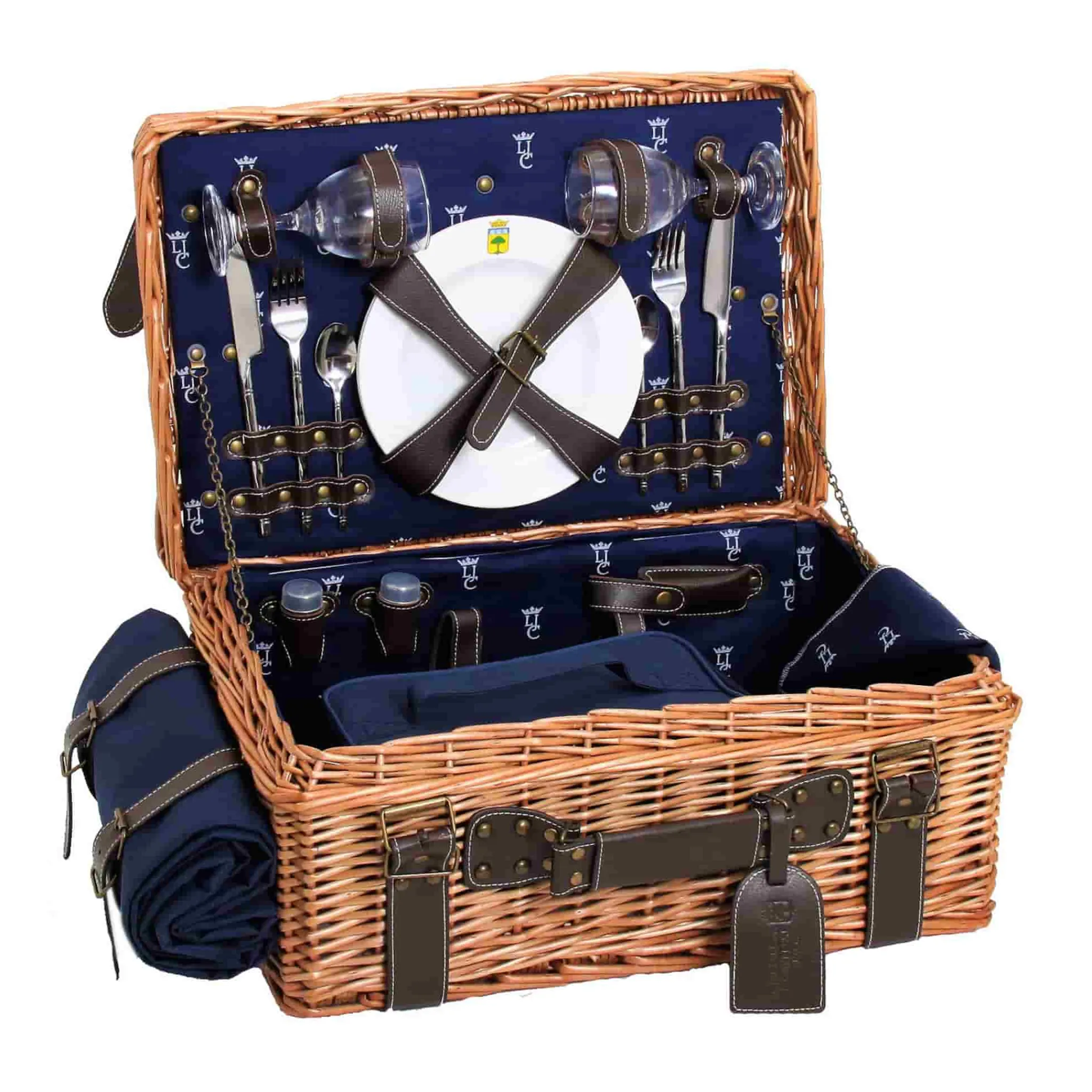 Sale Champs-Elysees Navy Picnic Hamper Tableware Brands|Picnicware