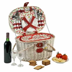 Discount Cheverny Cherry Print Picnic Basket, 4 Person Tableware Brands|Picnicware