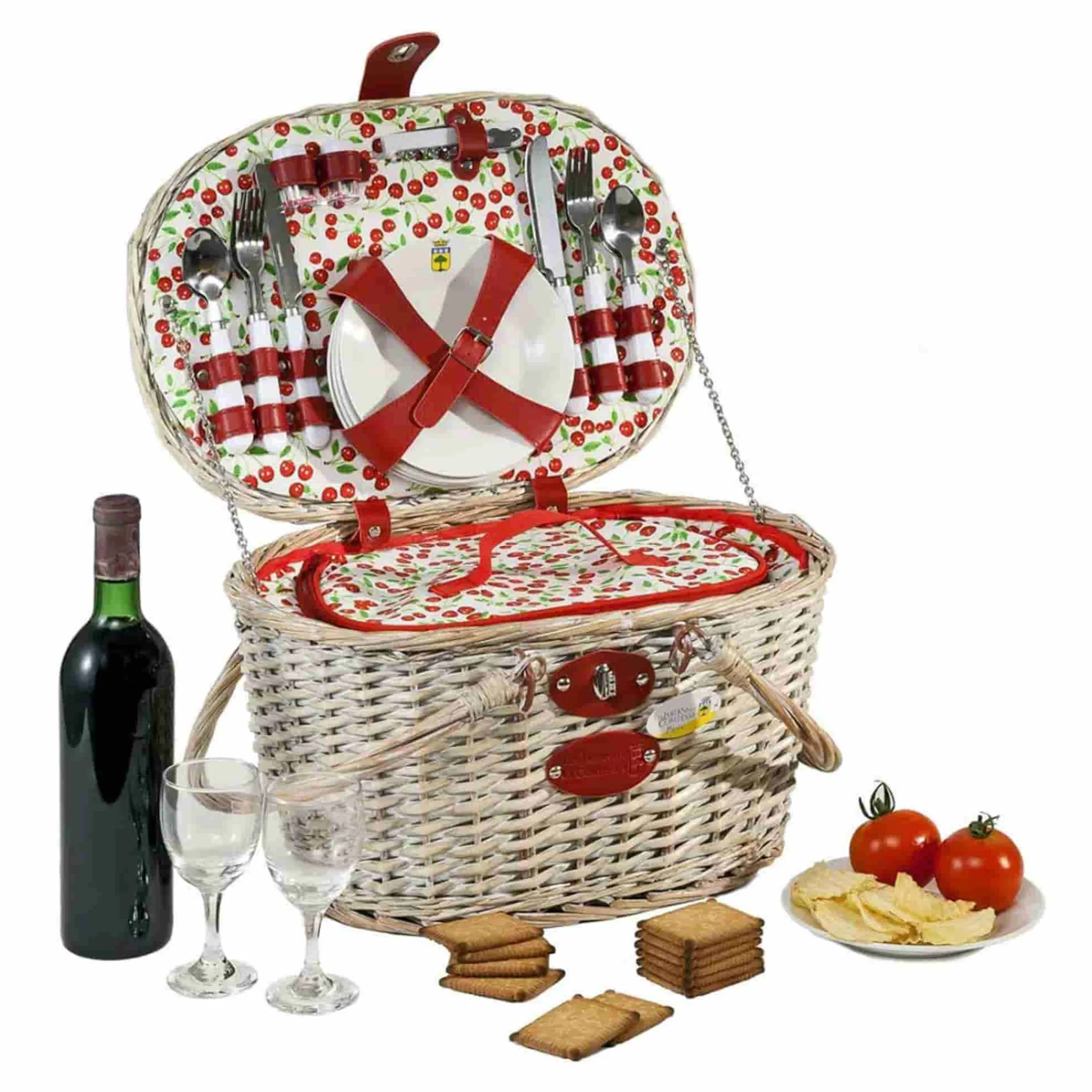 Discount Cheverny Cherry Print Picnic Basket, 4 Person Tableware Brands|Picnicware