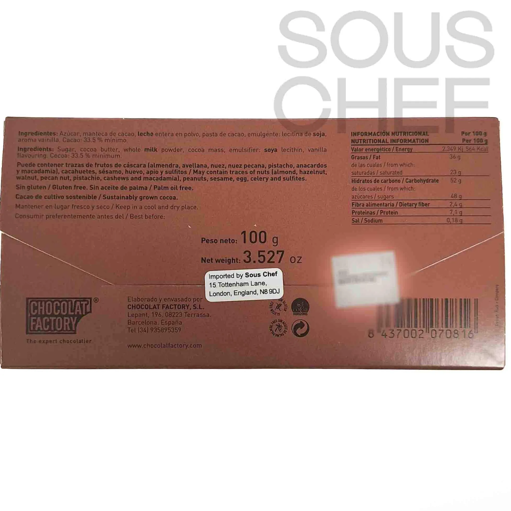 Outlet Milk Chocolate Bar, 100g Ingredients Brands|Chocolate & Sweets