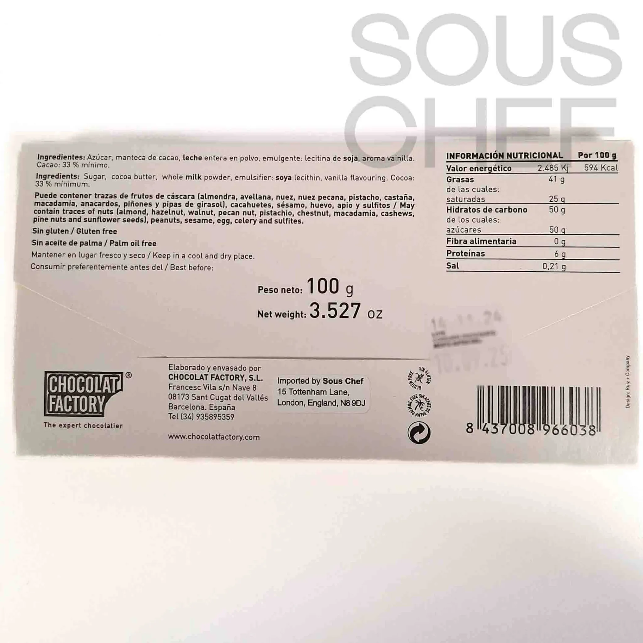 Clearance White Chocolate Bar, 100g Ingredients Brands|Chocolate & Sweets