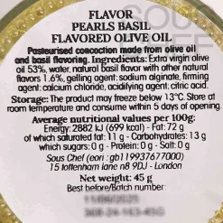 Clearance Extra Virgin Olive Oil & Basil Pearls, 45g Ingredients Brands|French Ingredients