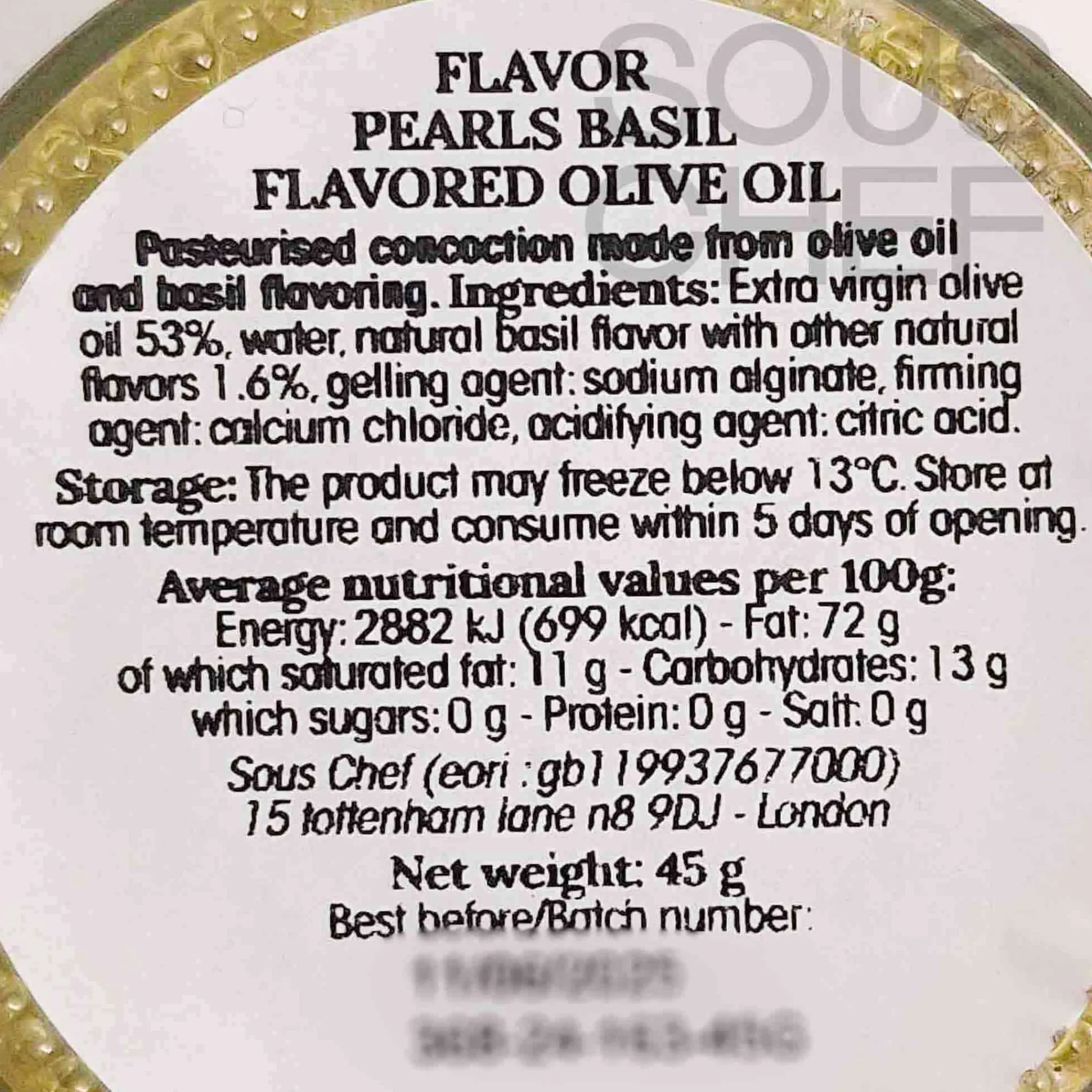 Clearance Extra Virgin Olive Oil & Basil Pearls, 45g Ingredients Brands|French Ingredients
