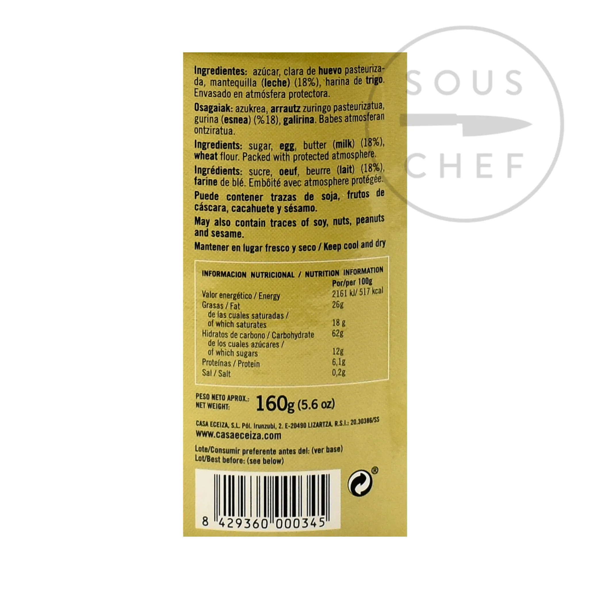 Cigarrillos, 160g Spanish Ingredients|Chocolate & Sweets
