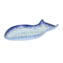 Clearance Cobalt Blue Rim Glass Fish Serving Dish, 20x12.5cm Tableware Brands
