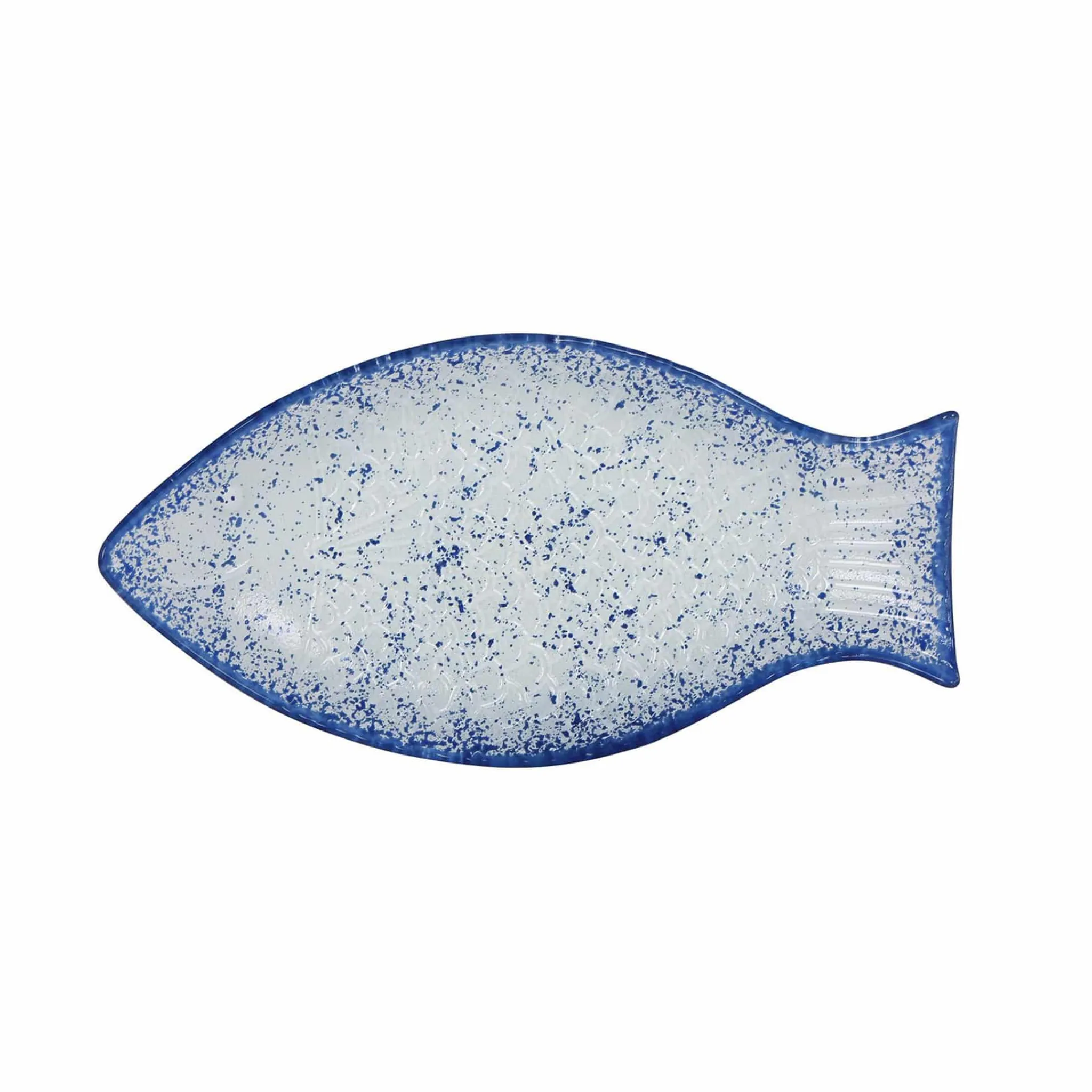 Outlet Cobalt Blue Rim Glass Fish Serving Platter, 31x16cm Tableware Brands