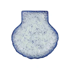 Cobalt Blue Rim Glass Scallop Serving Platter, 25cm Tableware Brands