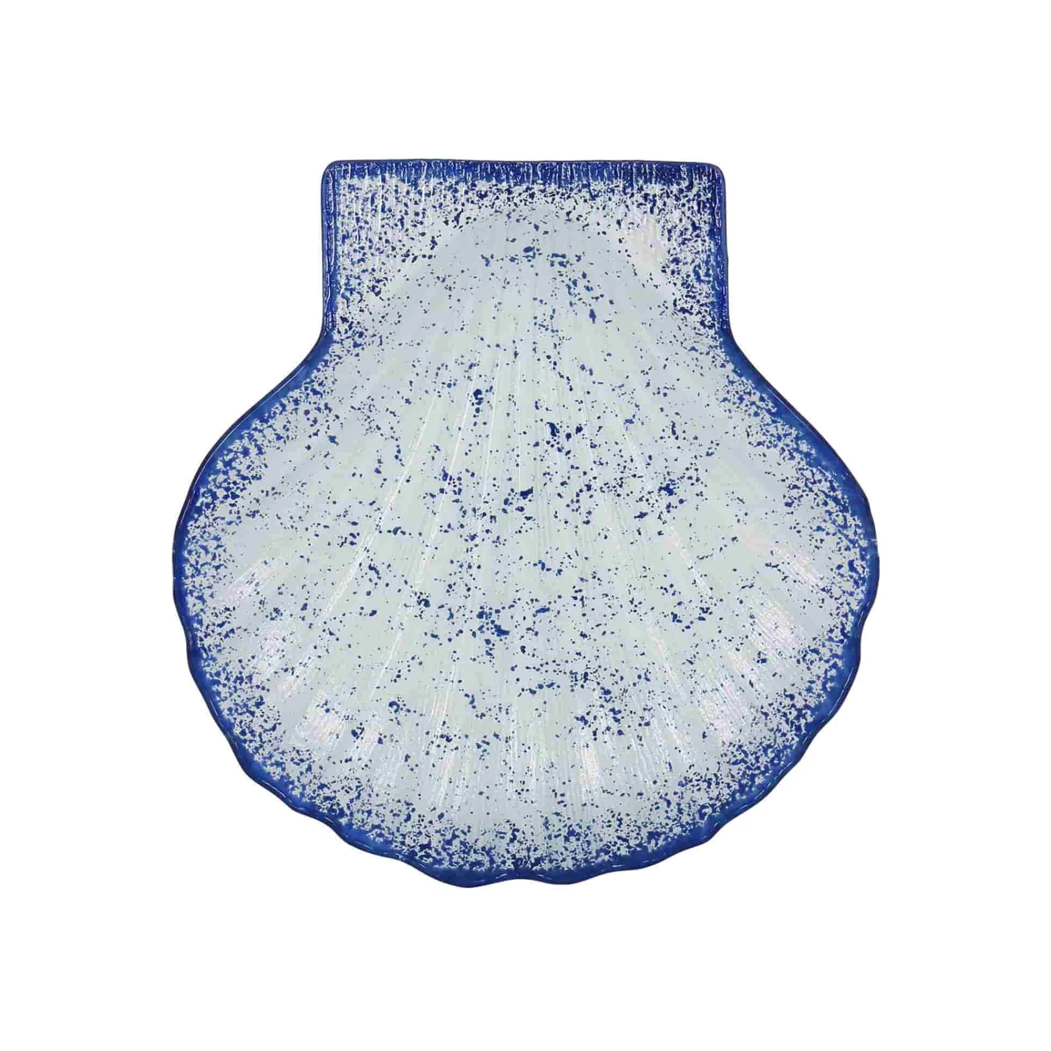 Cobalt Blue Rim Glass Scallop Serving Platter, 25cm Tableware Brands