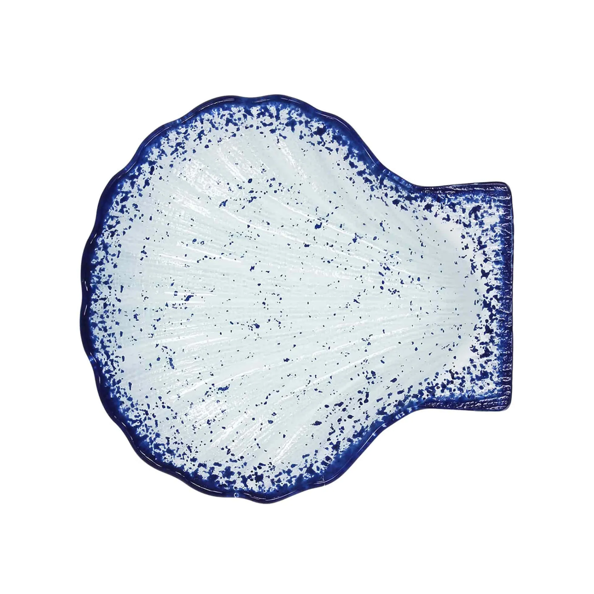 Cobalt Blue Rim Glass Scallop Serving Dish, 18cm Tableware Brands