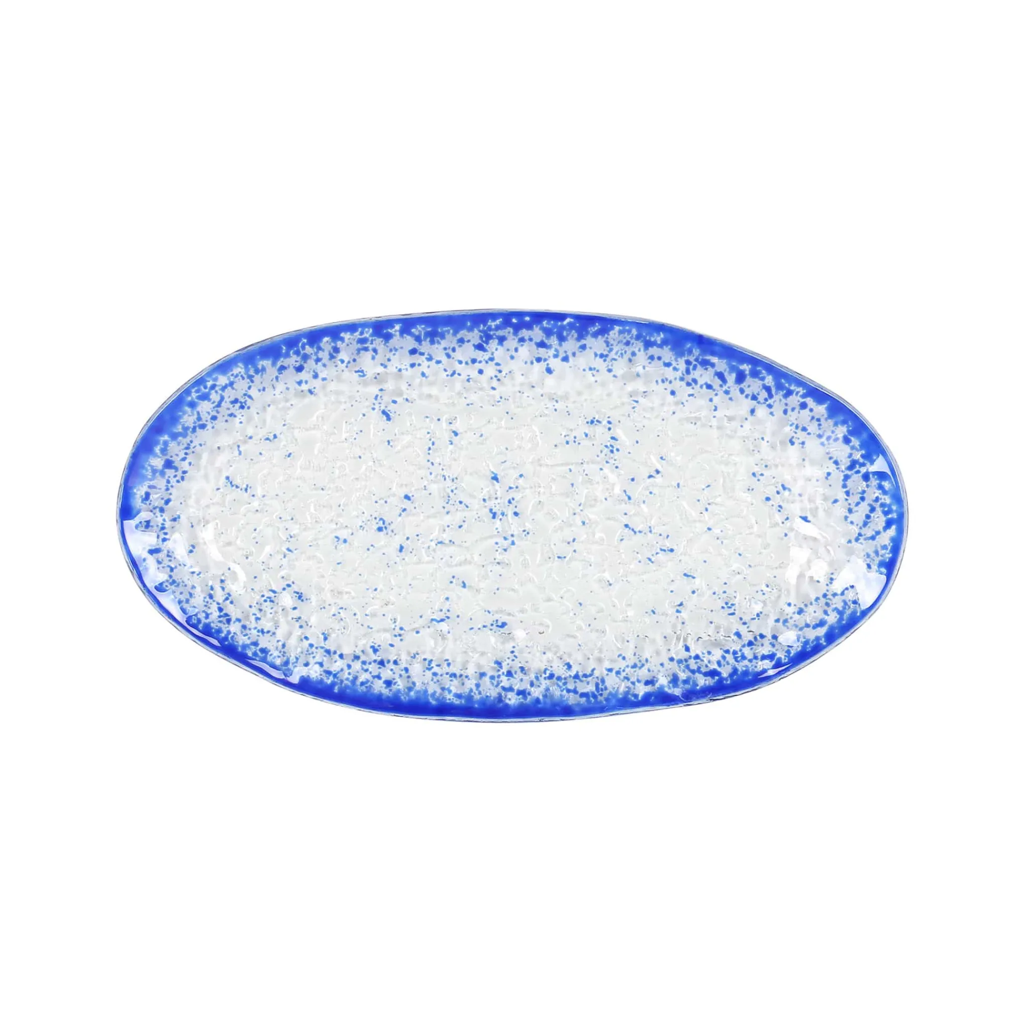 Outlet Cobalt Blue Rim Glass Serving Tray, 26x14cm Tableware Brands
