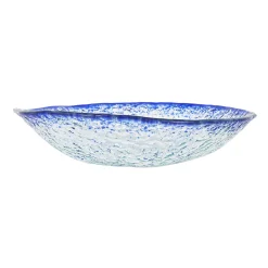 Hot Cobalt Blue Rim Glass Serving Bowl, 25cm Crockery & Dinnerware|Bowls