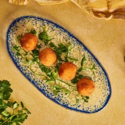 Discount Cobalt Blue Rim Glass Serving Tray, 34x17cm Tableware Brands